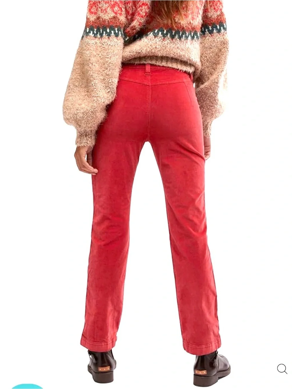 Free People Red Corduroy High Time Velvet Kick Flare Pants